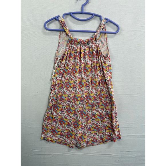 Wurl Jumpsuits Women Small White Floral Rayon Pleated Stretch Pull On Sleeveless - Picture 1 of 8